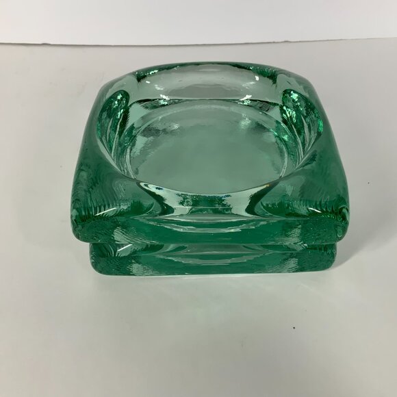 Pair Fire And Light Recycled Art Glass, Footed Candle Holder, Wine Caddy Ashtray - Picture 8 of 8